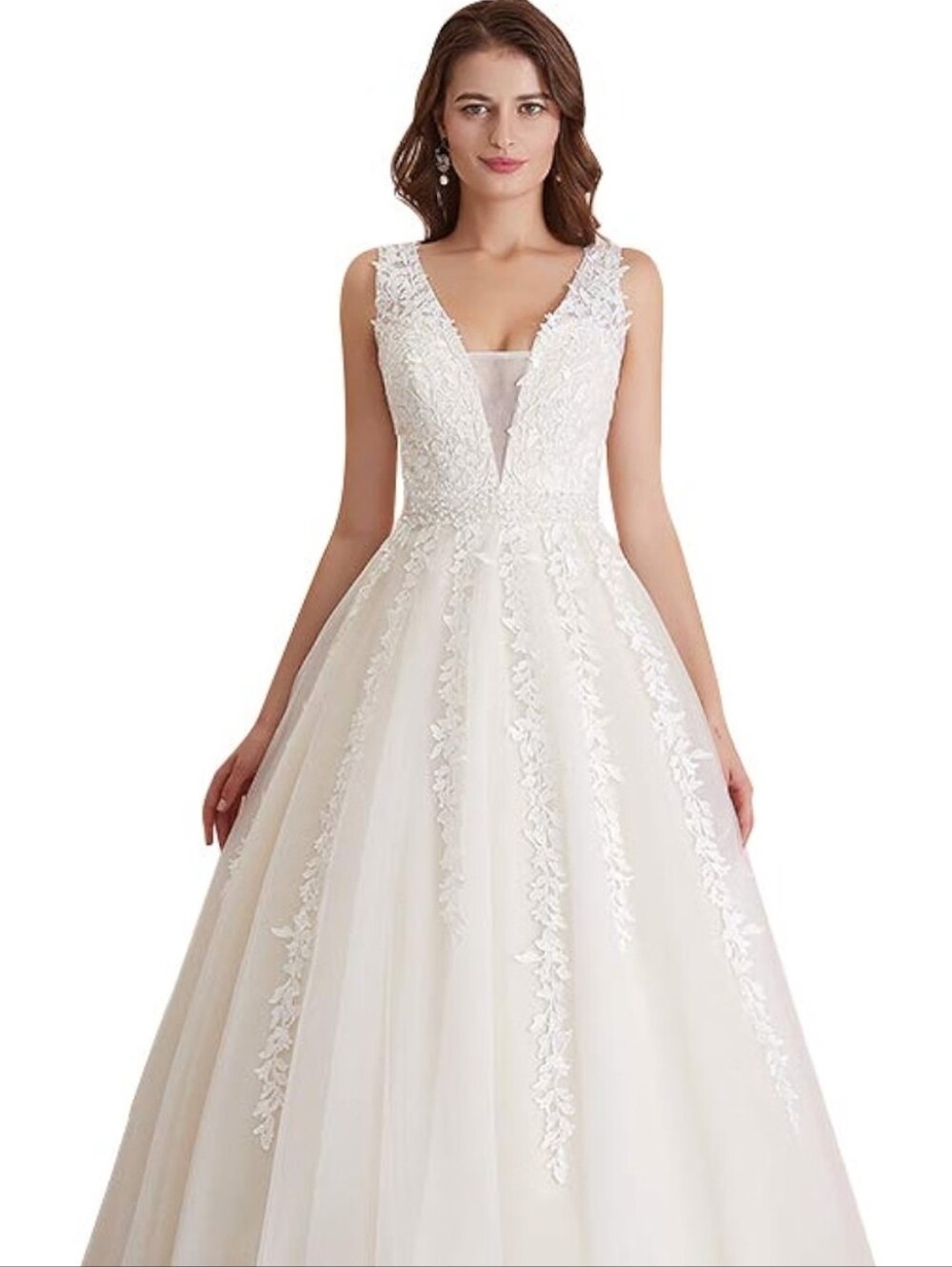 Abaowedding Women's V Neck Wedding Dress